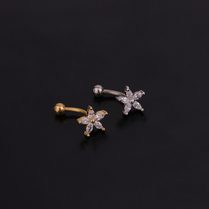 Ear Cartilage Rings & Studs Lady Flower 316 Stainless Steel  Copper Inlaid Zircon display picture 18