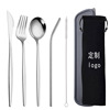 Handheld tableware, set, spoon stainless steel, chopsticks, straw, 7 pieces