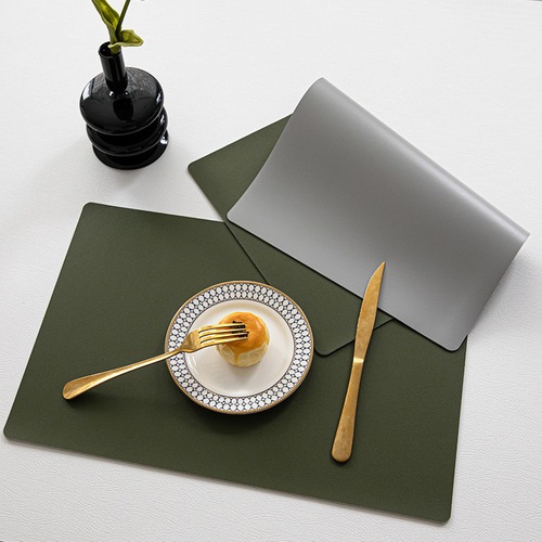 Double-sided solid color pu leather placemats waterproof and oil-proof no-wash Nordic and Western placemats solid color household PVC anti-scald placemats