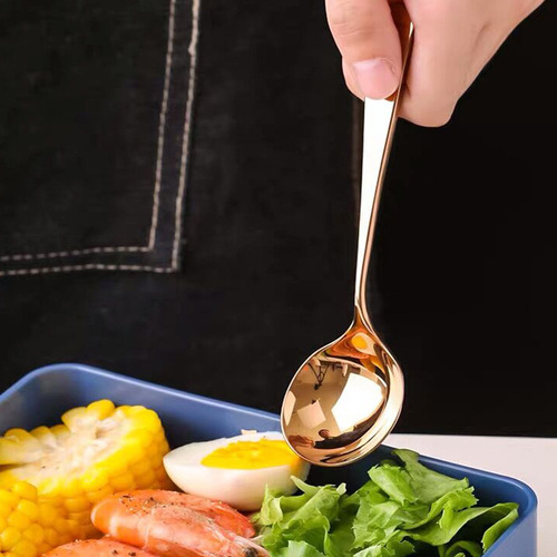 Thickened round spoon 304 stainless steel small spoon ins style creative household thickened cute children's ice cream dessert spoon
