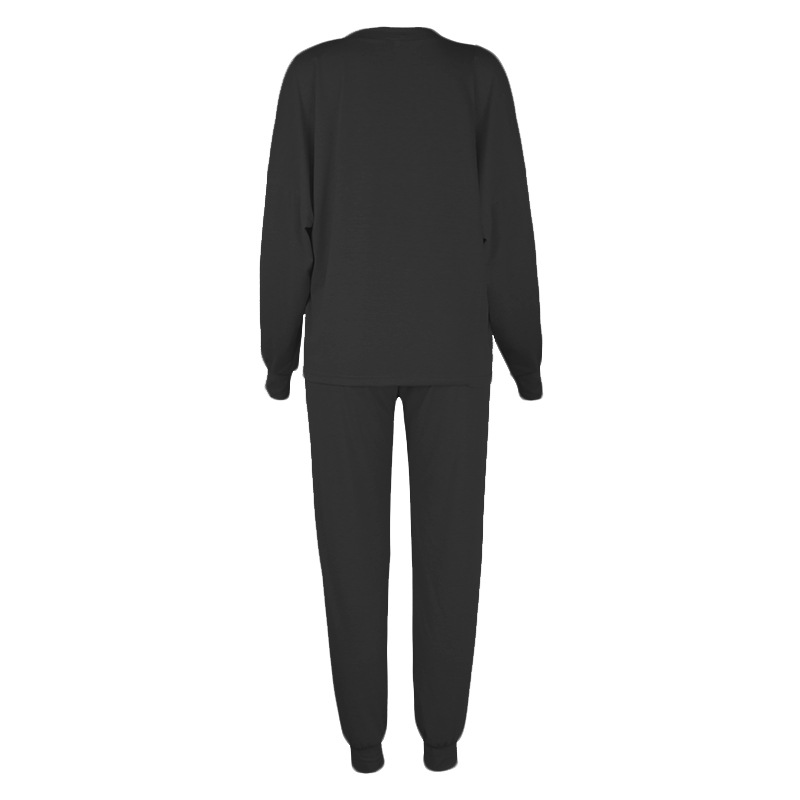 Solid Color Long-sleeved Trousers Loose Leisure Suit in Pant Sets