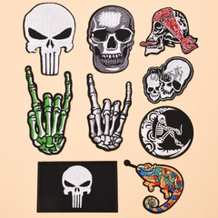 Embroidered patch skull head letter patch computer embroidery stamp manufacturer direct sale clothing accessories fabric label badge