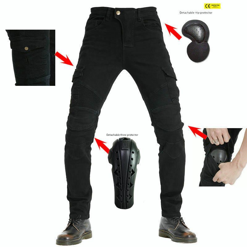 VOLERO verde del ejército pantalones vaqueros de la motocicleta pantalones de montar en motocicleta pantalones anti-caída alargados