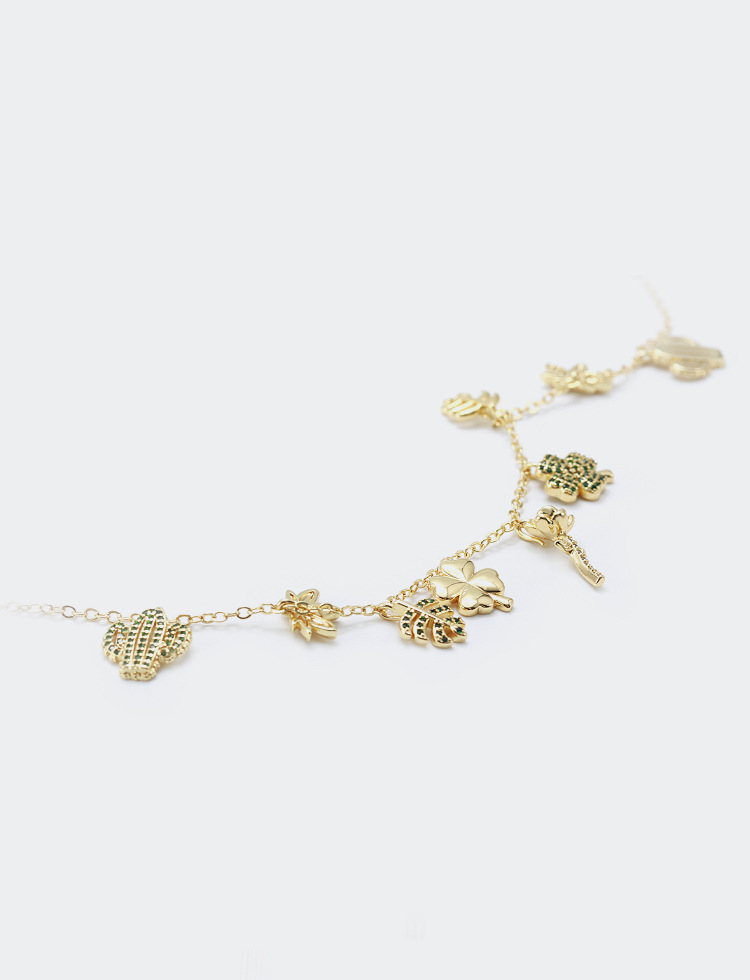 Foreign Trade Popular Style Graceful Personality Gold-plated Zircon Diy Four-leaf Clover Accessories Diy Plant Four-leaf Clover Accessories display picture 7
