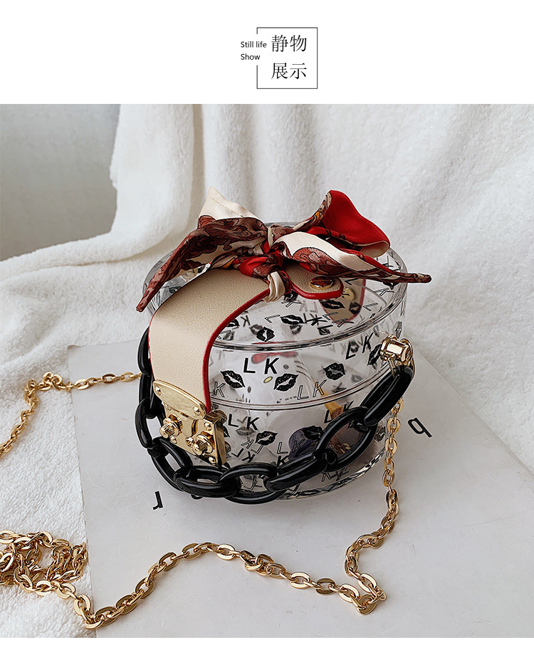 Fashion Printed New Acrylic Chain Shoulder Bucket Messenger Bag Wholesale Nihaojewelry display picture 13