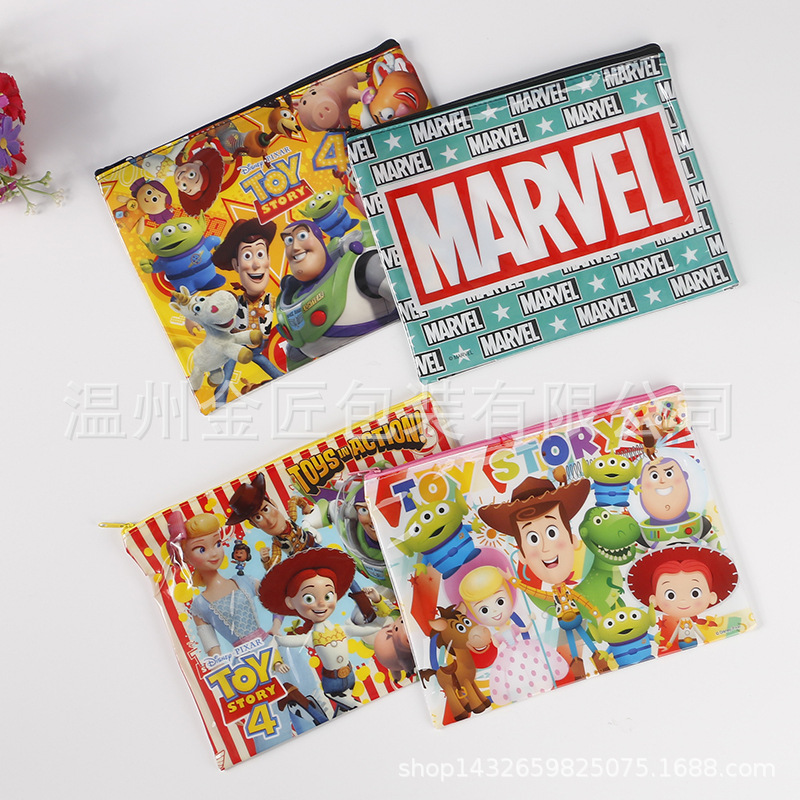 PVC拉链文件袋 卡通热压防水袋 笔袋拉链包 杂物收纳袋