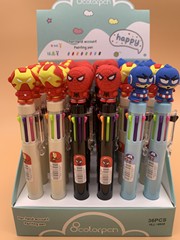 Cartoon Iron Man 8-Color Ballpoint Pen | 8-Color Click-Type Ballpoint Pen | Cute, Creative Stationery for Students & Journaling — 8-Colored Pens