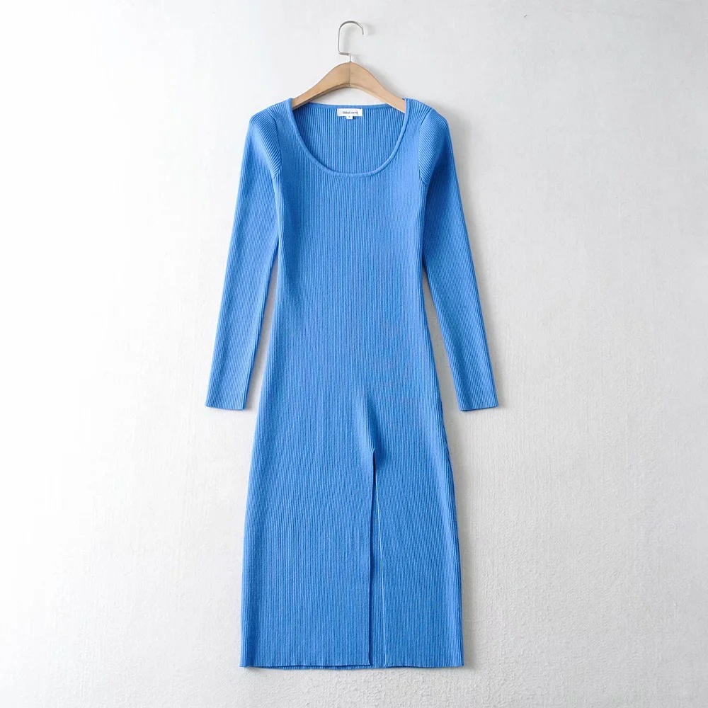 high slit knit long dress NSHS24408