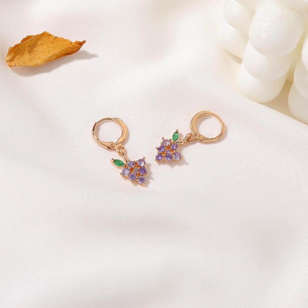 Plating Design Fruit Plating Copper Artificial Gemstones Earrings