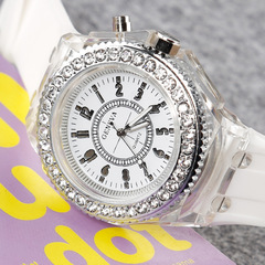 Luminous personalized rhinestone led Harajuku Korean fashion trend male and female student couple jelly quartz watch