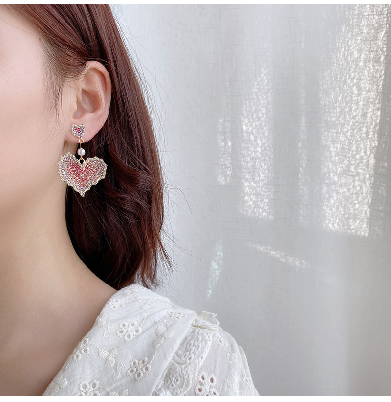 retro color full diamond color heart copper earrings wholesalepicture1