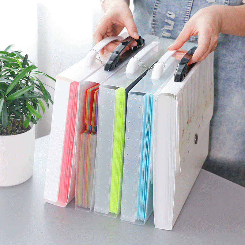 手提文件夾學生用風琴包A4插頁試卷整理收納盒多層分類資料冊