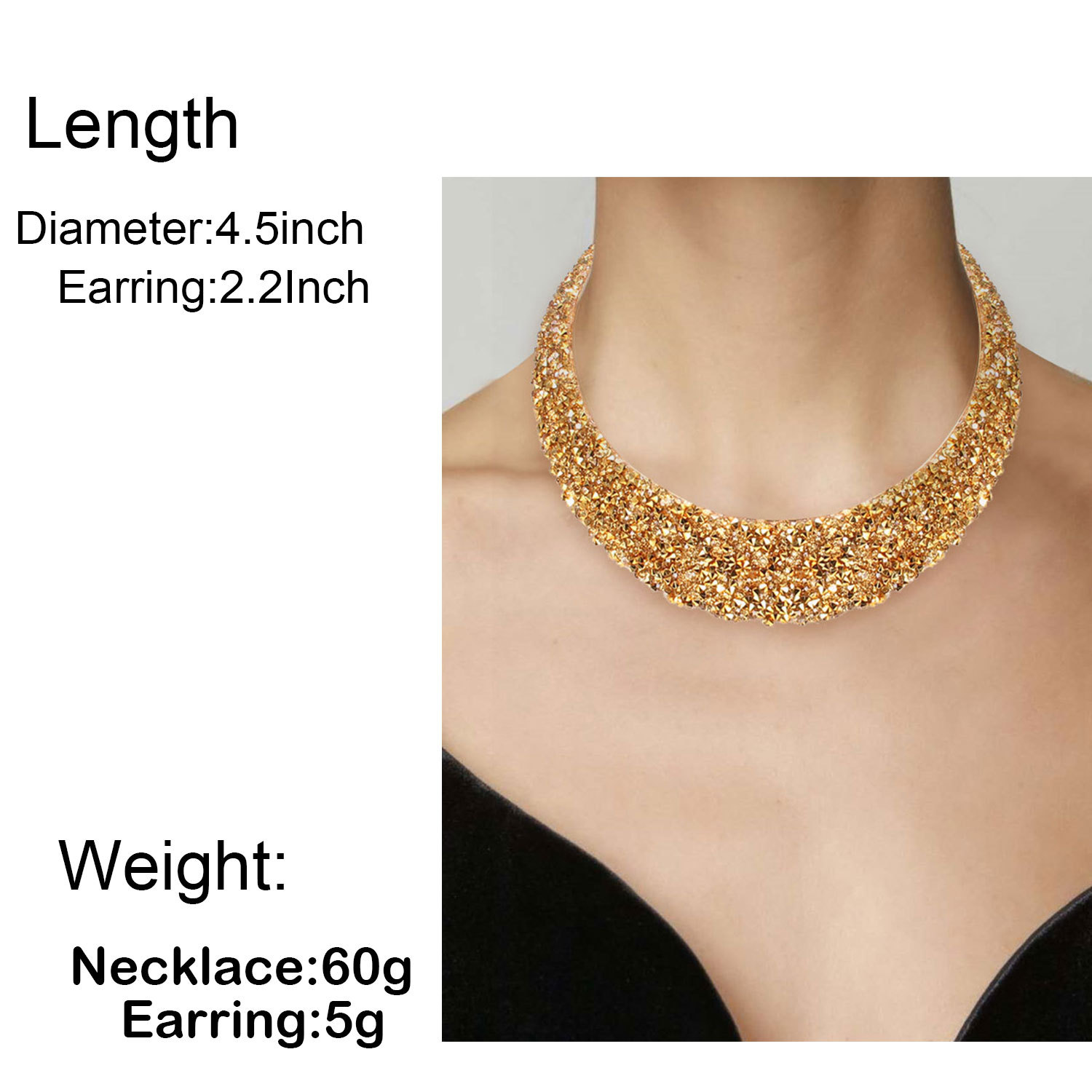 Collar Fashion Exaggerated Metal Fake Collar Necklace Earring Set Wholesales Yiwu Suppliers China display picture 1