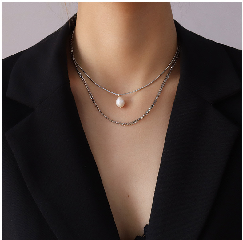 Fashion All-match  Three-layer Irregular Freshwater Necklace display picture 5