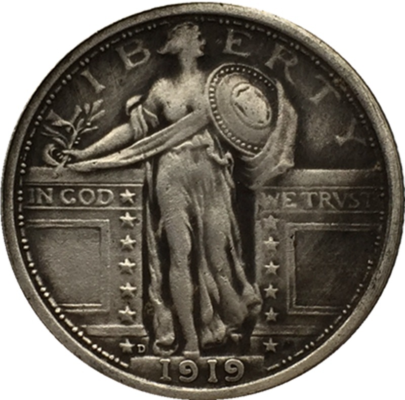 7 Different Dates D Edition U.S. Upright 25-cent Coin Brass Silver Plated Antique Crafts Foreign Commemorative Coin 24mm