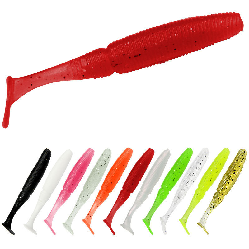 跨境渔斩 7.5cm3g开槽T尾 路亚仿生软饵假饵拟饵软虫软鱼鲈鱼翘嘴