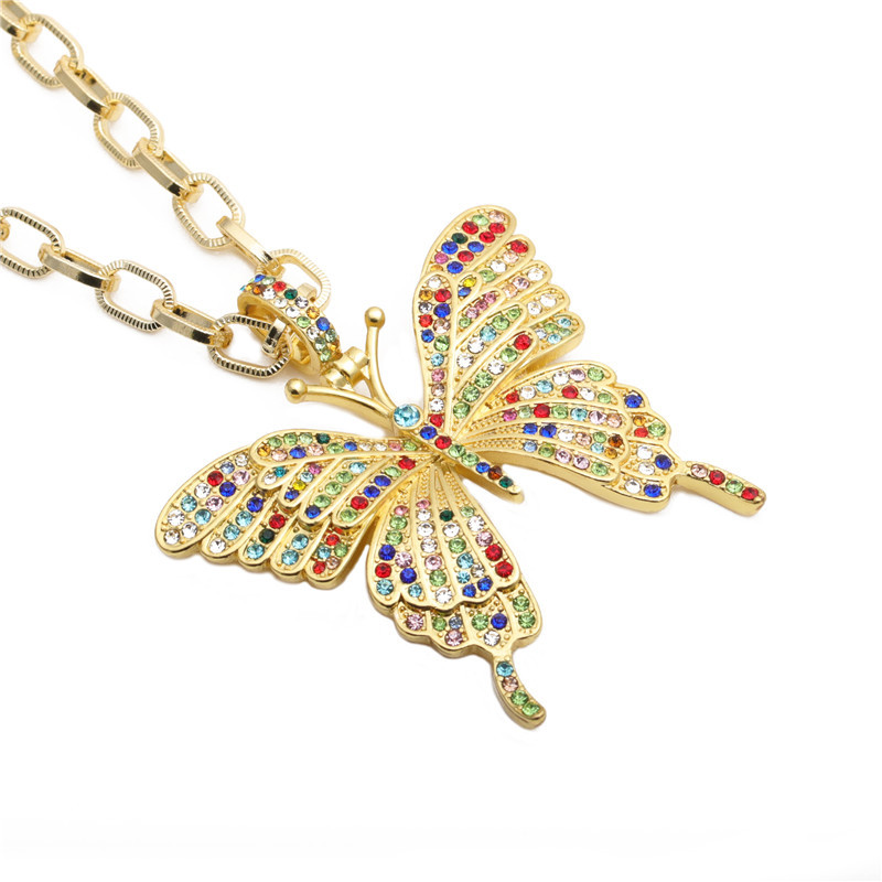 Diamond Butterfly Hip-hop Necklace display picture 2