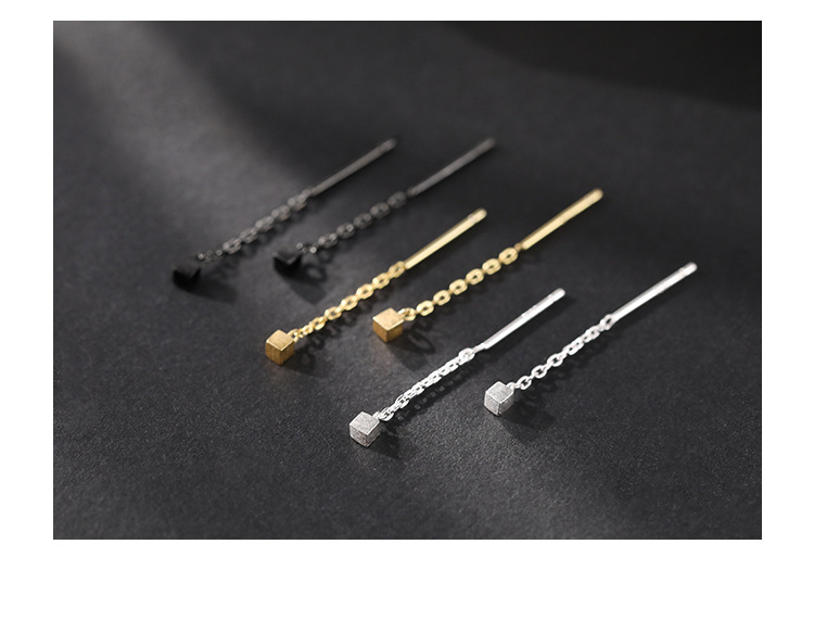Pendientes de cubo geométrico de plata esterlina 925 pendientes pequeños elegantes japoneses y coreanos pendientes simples de moda pendientes de mujer