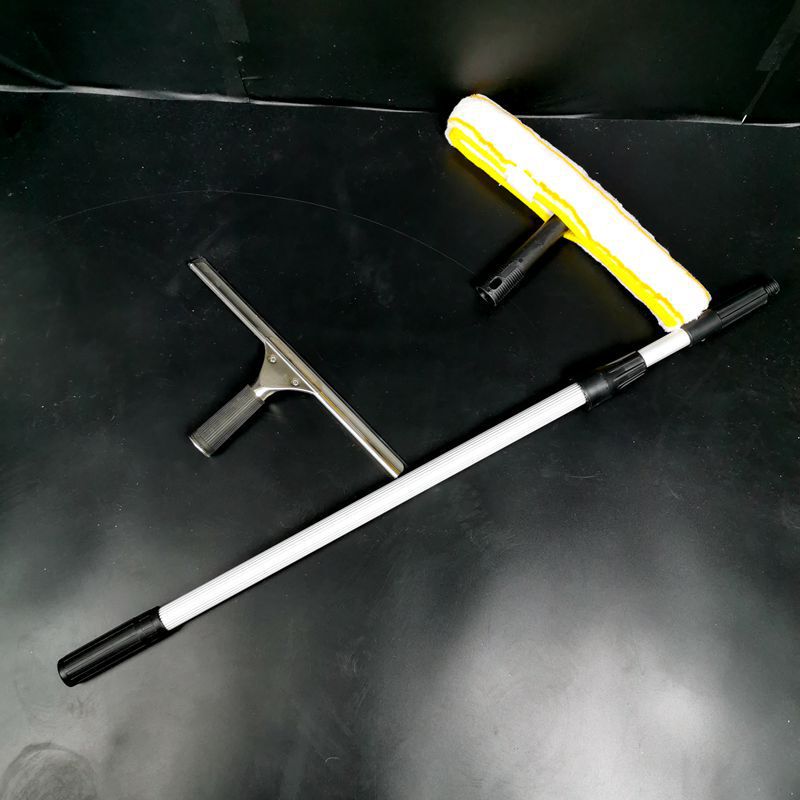 Glass Scraper Set, Window Cleaning Tool, Wiper Brush, Window Cleaner, Telescopic Pole Hair Head Three-Piece Set