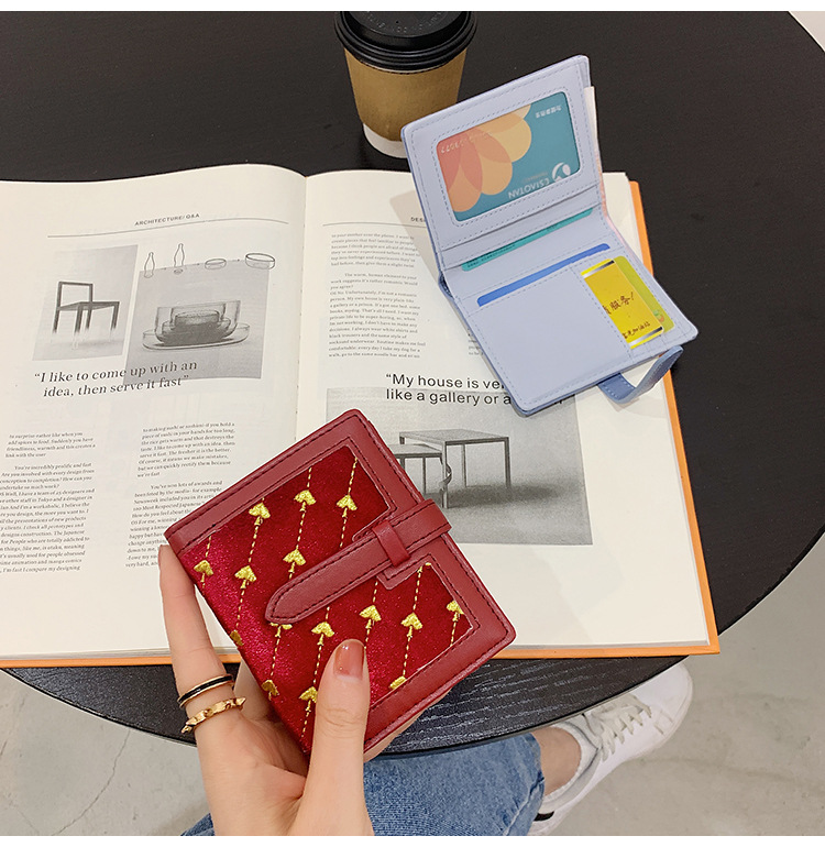 70% Off Short Style Wallet 2020 New Embroidered Student Wallet Short Folding Ladies Multifunctional Card Holder Wholesale display picture 49