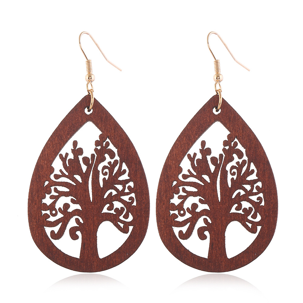 fashion creative wood hollow water drop earringspicture2