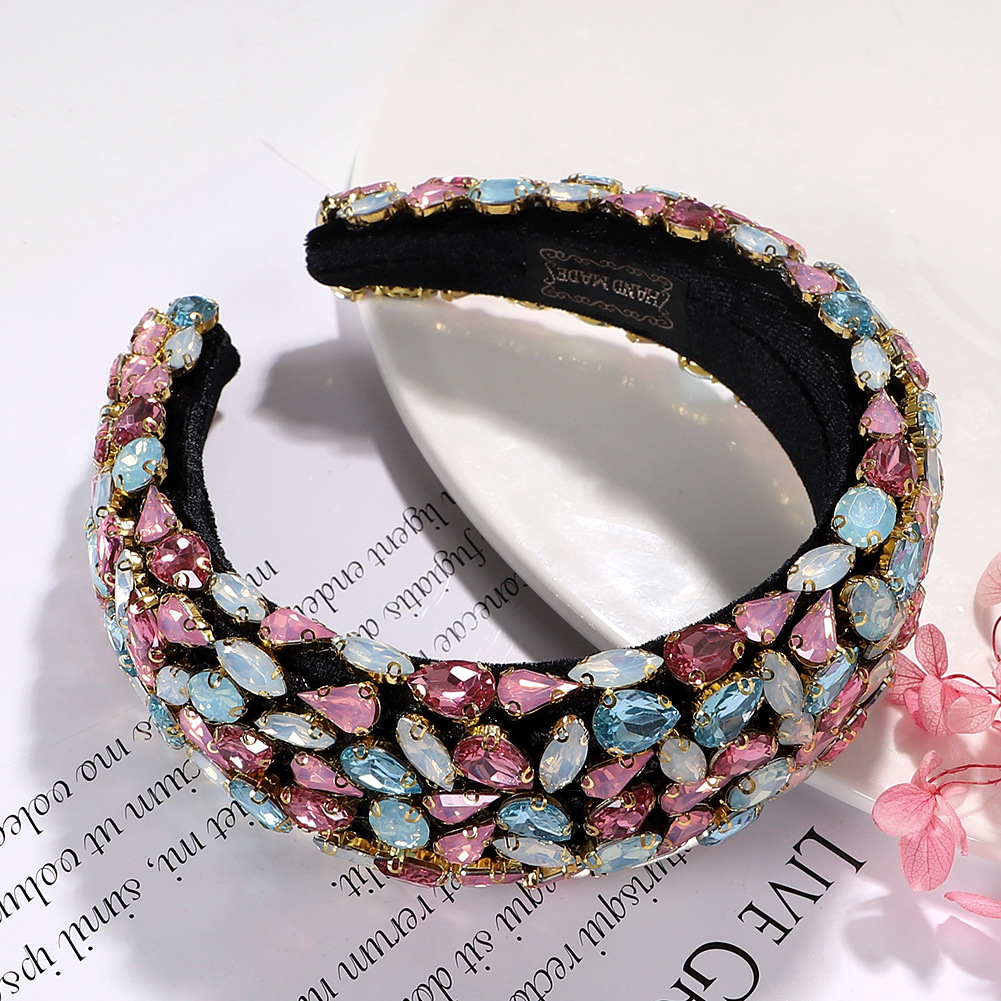 Drop-shaped Colored Diamonds Inlaid Exaggerated Women's Headband Wholesale Nihaojewelry display picture 4