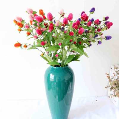 多頭海冬青刺芹仿真塑料花束人造花 婚慶家居裝飾假花