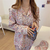 Autumn pijama for leisure, set, 2020, Korean style, long sleeve, floral print, oversize, wholesale