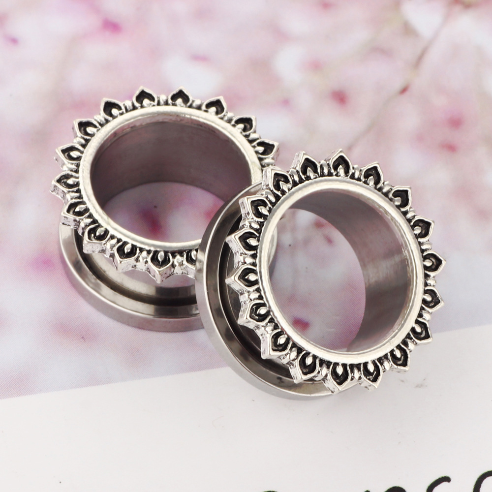 Rose Gold 16G Ear Expander Taper Stainless Steel Pulley Line Ear Stretcher Simple Geometric Body Jewelry detail image 7