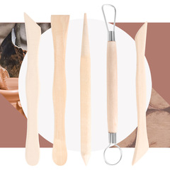 5-Piece Wooden Ceramic Clay Sculpting & Modeling Knife Set – Creative Art Supplies for Handmade Clay, Pottery, and Polymer Clay Carving Tools