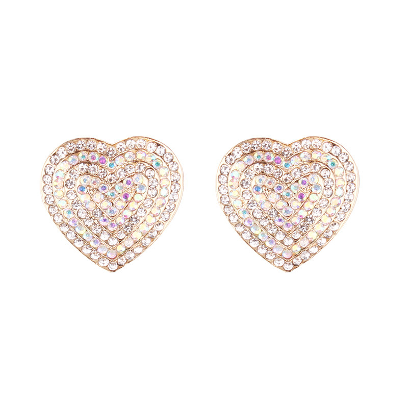 Ear Studs Classification 1 Pair Quantity Lady Heart Shape Alloy Inlay Artificial Gemstones Women's Ear Studs