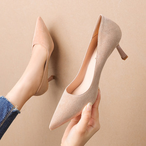 Fashion pointed suede high heels sexy thin women’s single shoes slim heels commuter women’s shoes