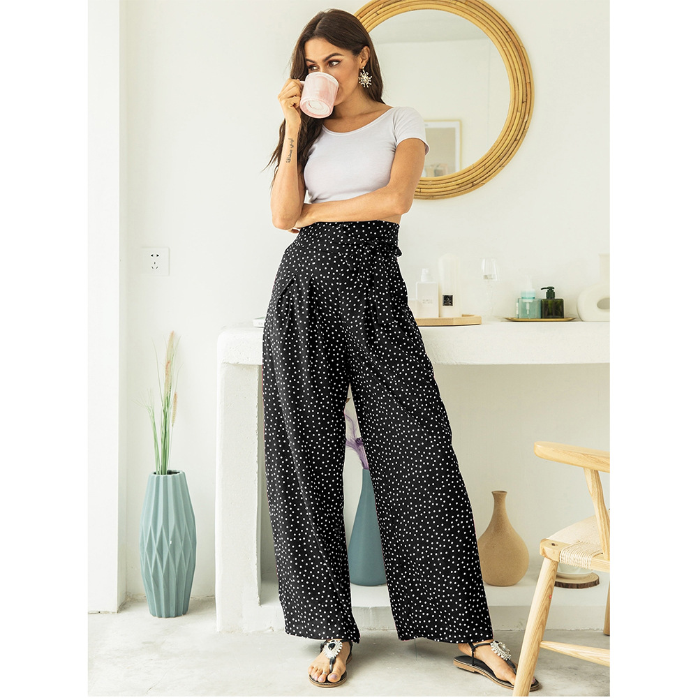 fashion print bow wide leg pants NSSA28571