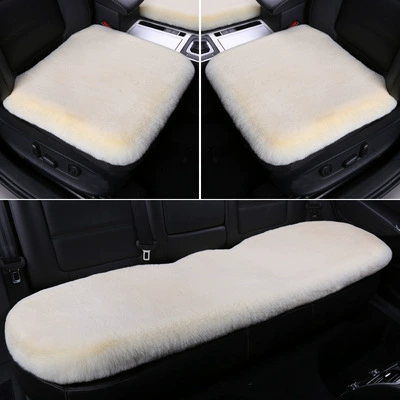 Sofa Cushion Solid Color Non-Slip Universal — Wool pad - creamy-white-three-piece-set