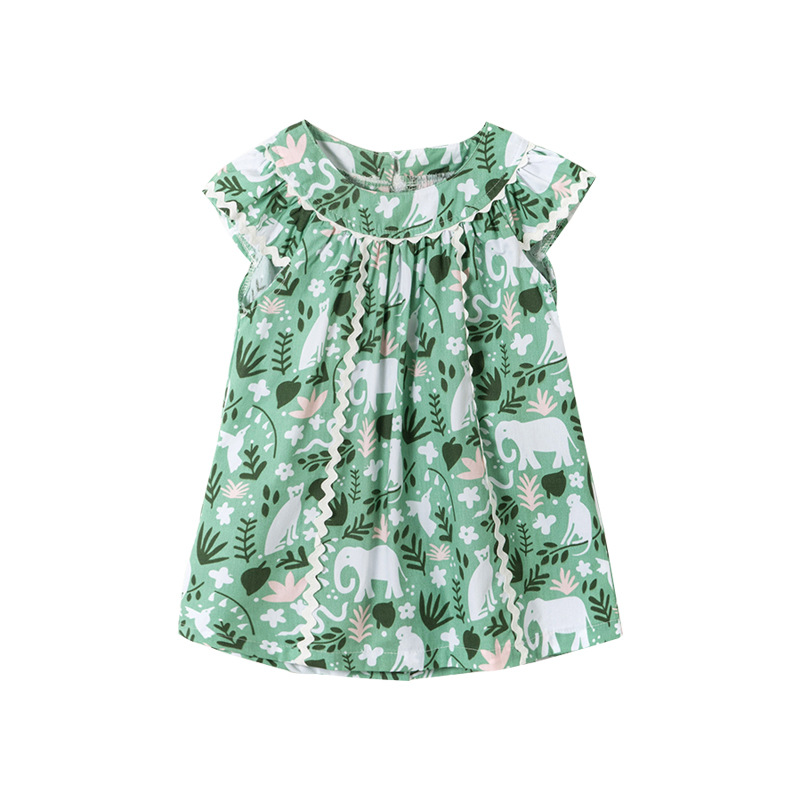 Malwee vestido de niñas 2022 verano falda floral de manga corta para niños falda europea y americana nueva para niños al por mayor