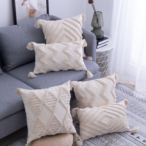 Handmade tufted pillow case simple prismatic cushion cover Nordic style long waist pillow cover sofa back cushion