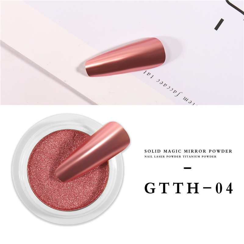 Polvo de espejo mágico sólido de uñas nuevo transfronterizo Espejo mágico de 6 colores Polvo de oro de lujo sólido Espejo mágico Polvo de oro de titanio súper brillante
