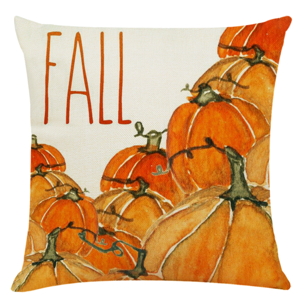 定制 亚马逊热卖爆款创意感恩节南瓜棉麻抱枕套 办公午睡靠垫靠枕