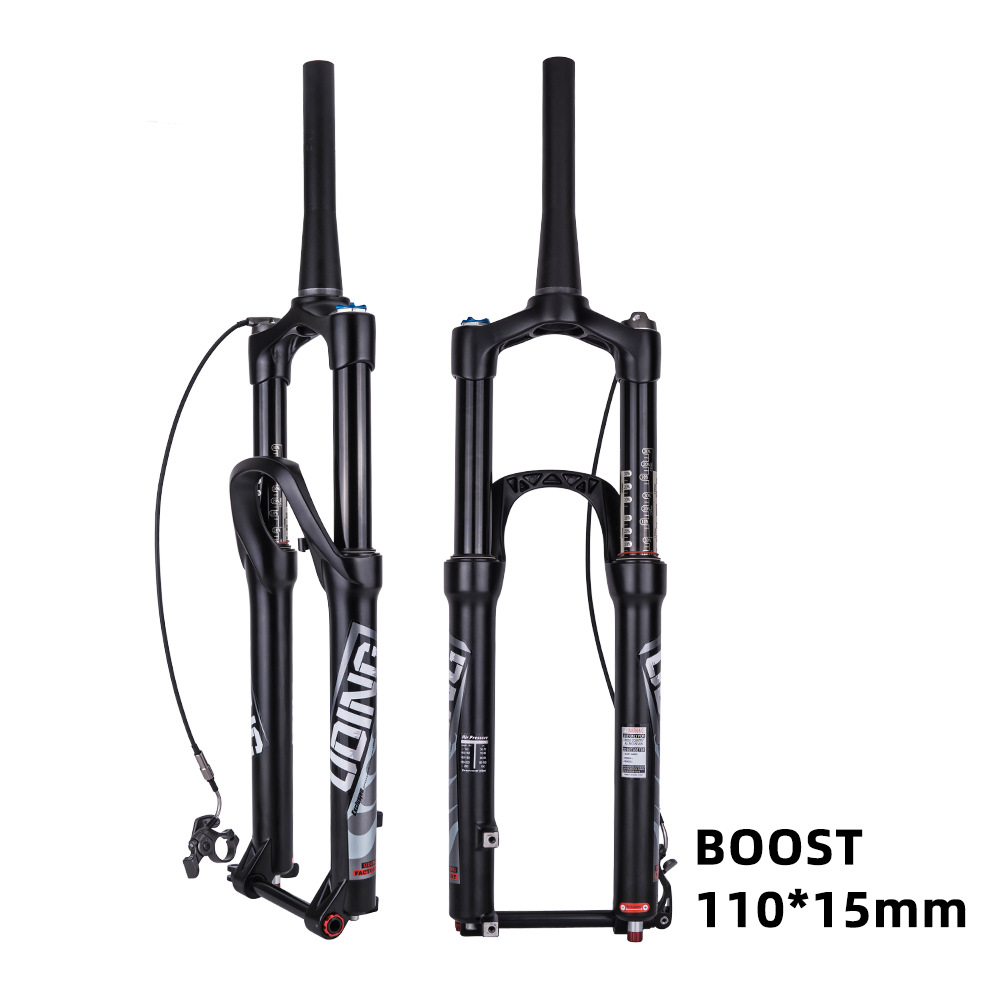 Bicicleta de montaña horquilla delantera 27,5 Taper tubo de control de alambre barril eje carrera 140 aleación de magnesio tenedor de aire con cerradura horquilla delantera