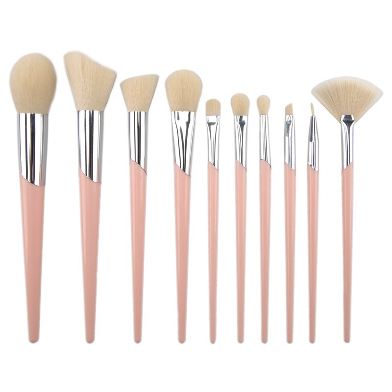 New 10 makeup brush set plastic handle oblique tube makeup brush set beauty tools 10 makeup brush set