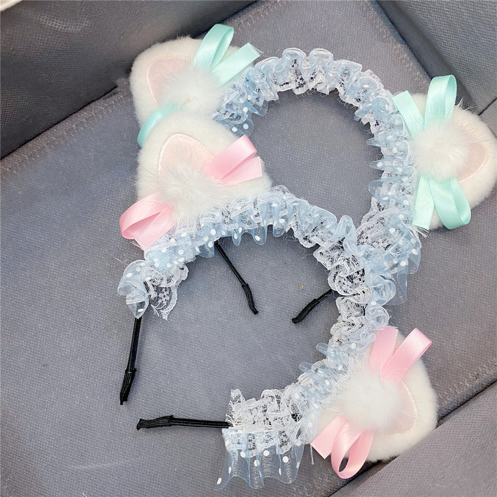 Cute Cat Ears Lace Headband display picture 7