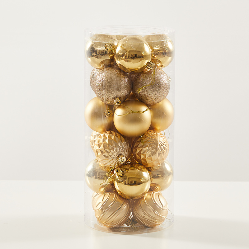 6cm 8cm bola de oro de Navidad bola pintada bola galvanizada dibujada a mano caja de regalo de decoración de Navidad colgante