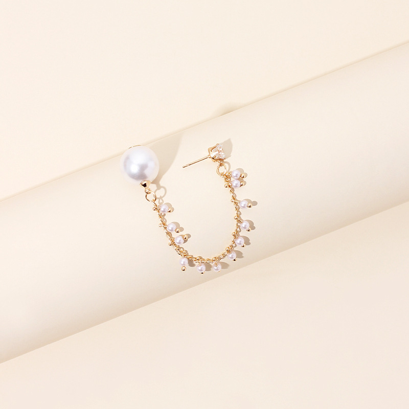 8g Weight Earrings Classification Wedding, Travel Occasion Women'S Gender Gold Color Korea's Designer Pearl Earrings High-end Sense Of Long Tassel Rhinestone Earrings Wholesale Nihaojewelry 1