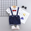 Summer children's overall suitable for men and women, shirt, sleeves, set, Korean style, children's clothing