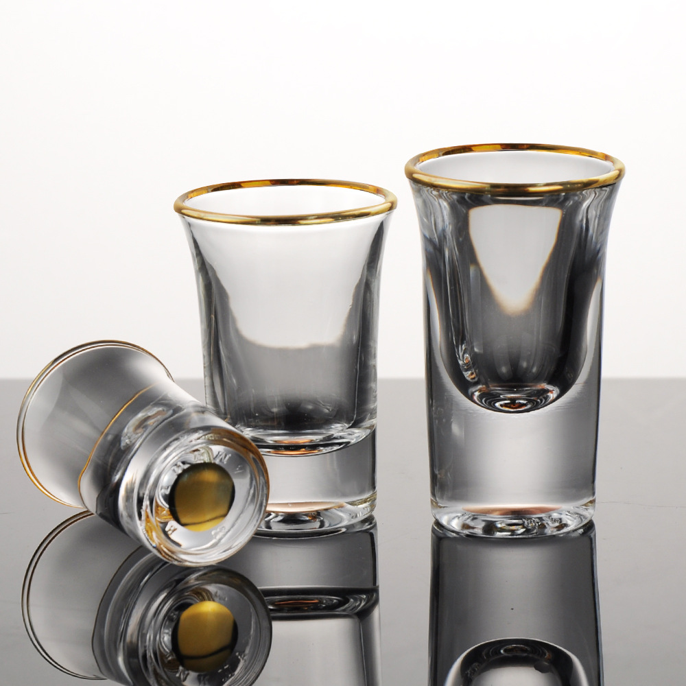 高档小白酒杯中式仿古一口杯描金轻奢分酒壶水晶玻璃子弹杯分酒器