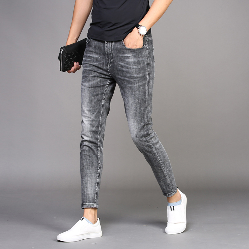 Nine-point jeans men's trendy brand Slim...