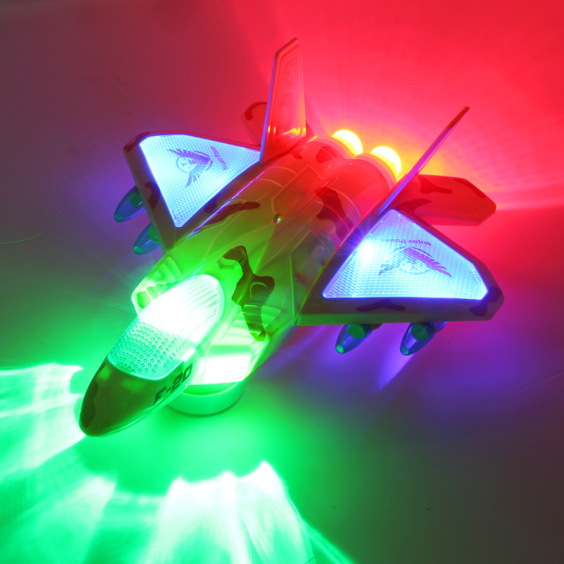 Stall Best Sellers wholesale Electric luminescence lighting music Universal wheel aircraft Fighter Toy car direct deal