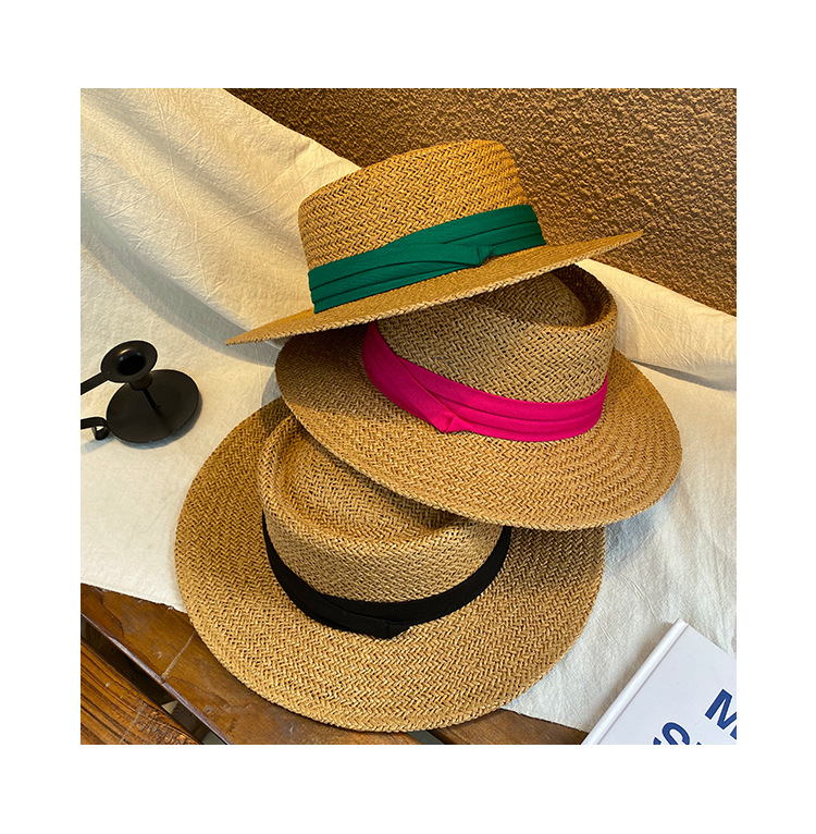 Women's Vacation Beach Solid Color Flat Eaves Straw Hat display picture 1