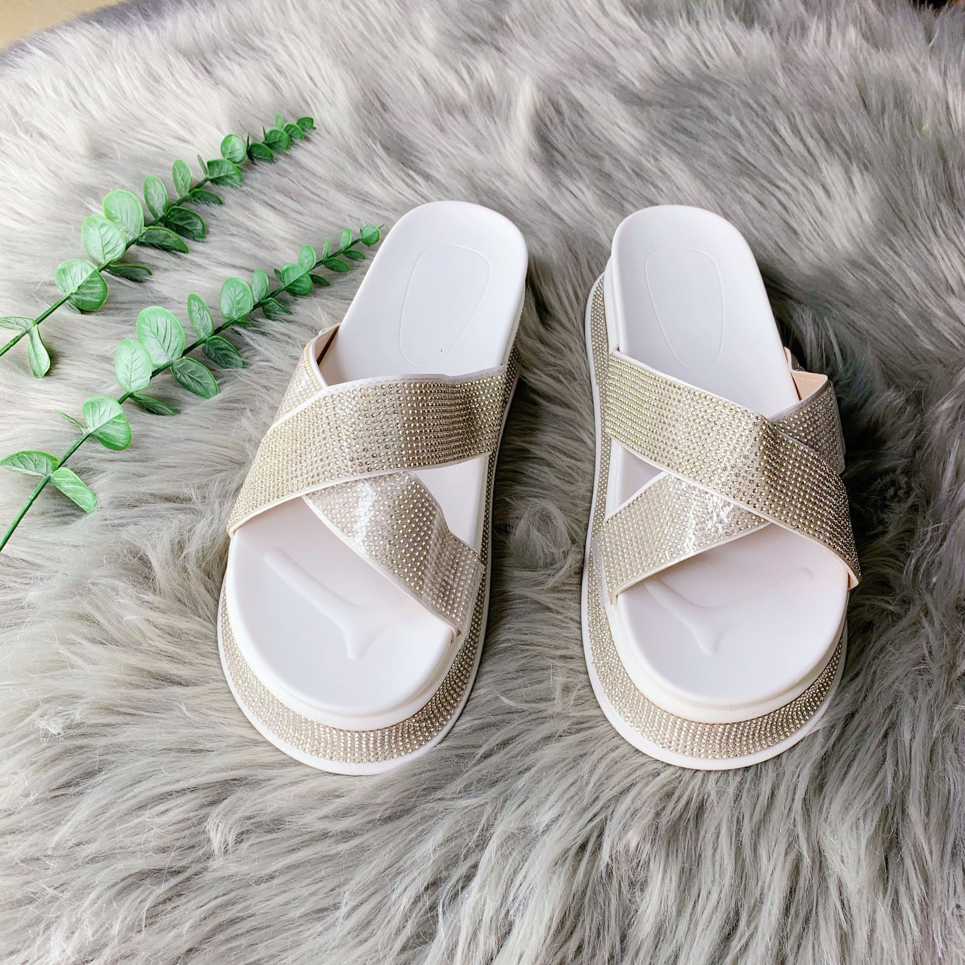 Damen Sandalen Mit Strass Glitzernde Pantoletten Für Jeden Anlass_voghion.com