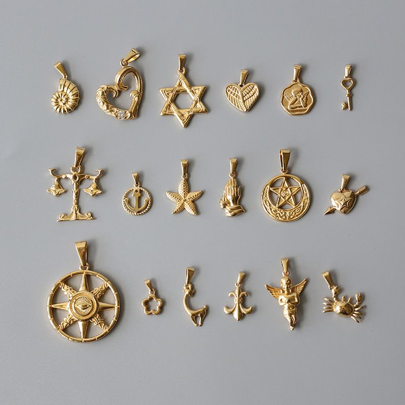 Stereo Eight Pointed Star Angel Libra Titanium Gold-plated Pendant Wholesale Nihaojewelry